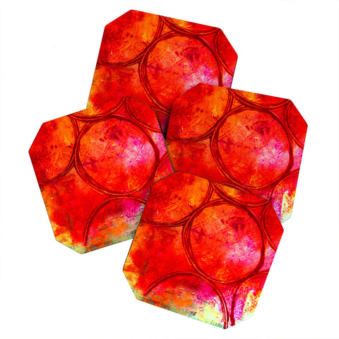Sophia Buddenhagen Bright Red Circles Coaster Set