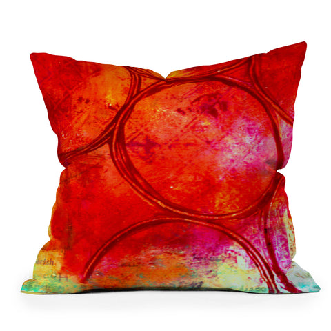 Sophia Buddenhagen Bright Red Circles Outdoor Throw Pillow
