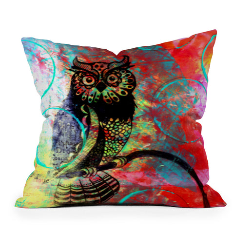 Sophia Buddenhagen Color Owl Outdoor Throw Pillow