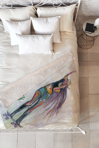 Sophia Buddenhagen Giddy Up Skater Girl Fleece Throw Blanket