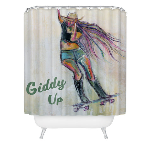Sophia Buddenhagen Giddy Up Skater Girl Shower Curtain