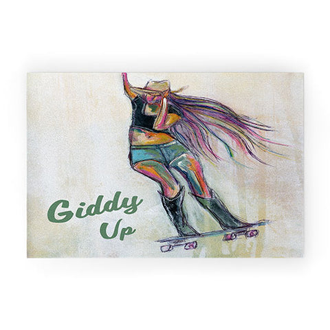 Sophia Buddenhagen Giddy Up Skater Girl Welcome Mat