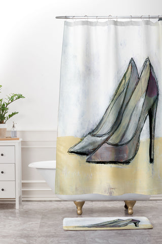 Sophia Buddenhagen Grey Stiletto Shower Curtain And Mat