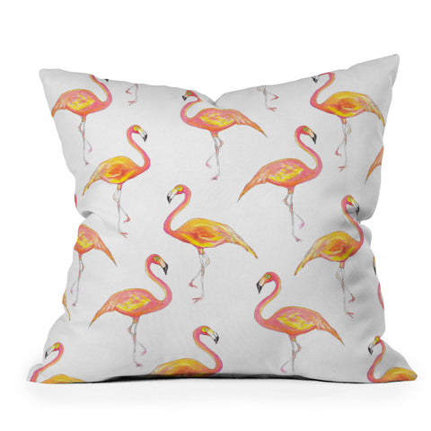 Sophia Buddenhagen The Pink Flamingos Outdoor Throw Pillow