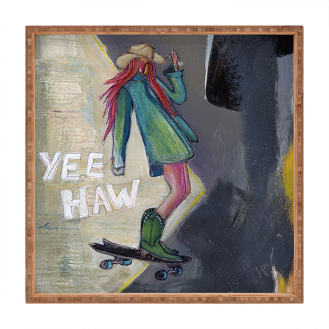 Sophia Buddenhagen Yee Haw Cowgirl Skater Square Tray