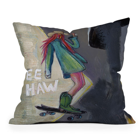 Sophia Buddenhagen Yee Haw Cowgirl Skater Outdoor Throw Pillow