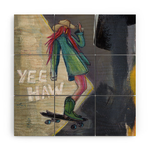 Sophia Buddenhagen Yee Haw Cowgirl Skater Wood Wall Mural