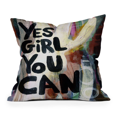 Sophia Buddenhagen Yes Girl You Can Outdoor Throw Pillow