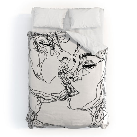 Sophie Schultz Kiss more often BW Duvet Cover