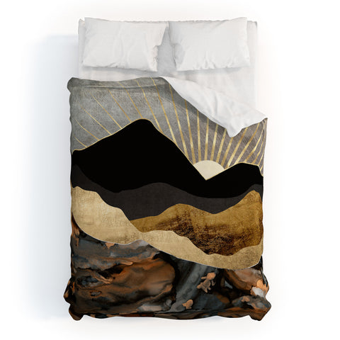 SpaceFrogDesigns Copper and Gold Mountains Duvet Cover