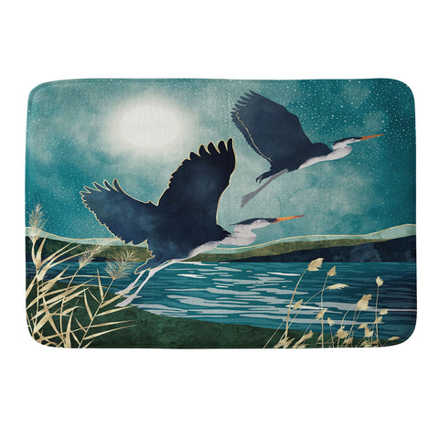 SpaceFrogDesigns Evening Heron Memory Foam Bath Mat