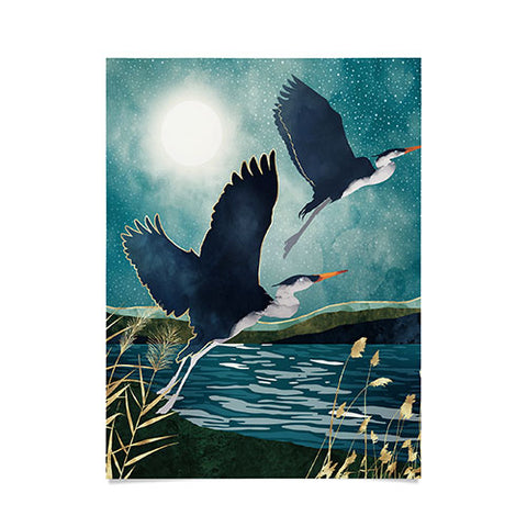 SpaceFrogDesigns Evening Heron Poster