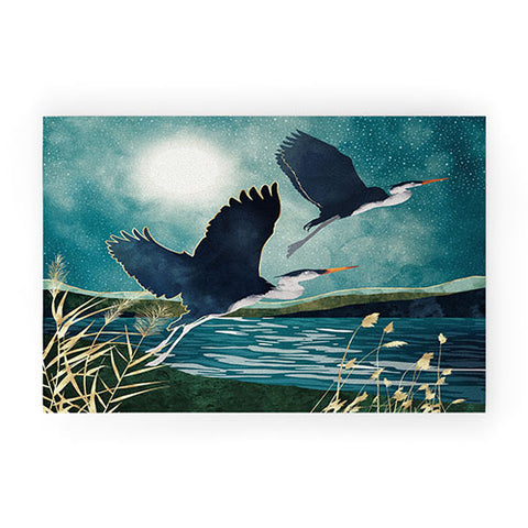 SpaceFrogDesigns Evening Heron Welcome Mat