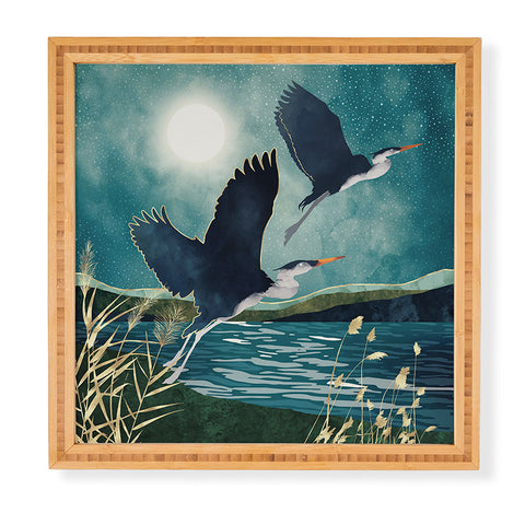 SpaceFrogDesigns Evening Heron Framed Wall Art