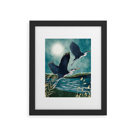 SpaceFrogDesigns Evening Heron Framed Art Print