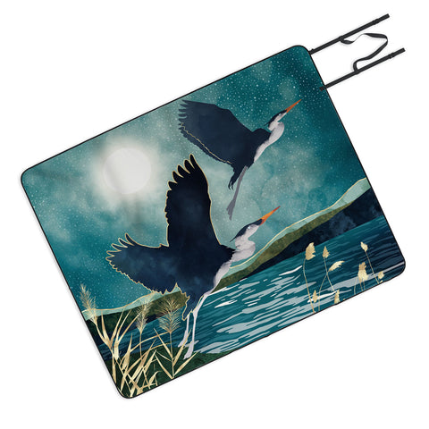 SpaceFrogDesigns Evening Heron Picnic Blanket