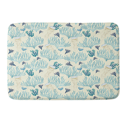SpaceFrogDesigns Jellyfish and Coral Yellow Memory Foam Bath Mat