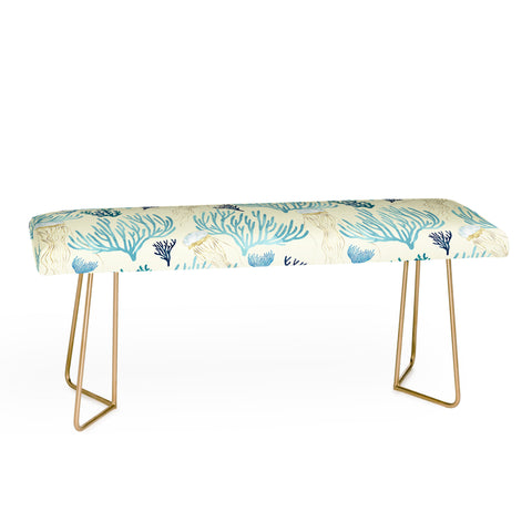 SpaceFrogDesigns Jellyfish and Coral Yellow Bench