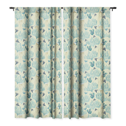 SpaceFrogDesigns Jellyfish and Coral Yellow Blackout Window Curtain