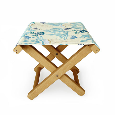 SpaceFrogDesigns Jellyfish and Coral Yellow Folding Stool