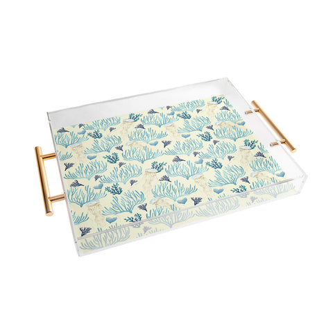 SpaceFrogDesigns Jellyfish and Coral Yellow Acrylic Tray