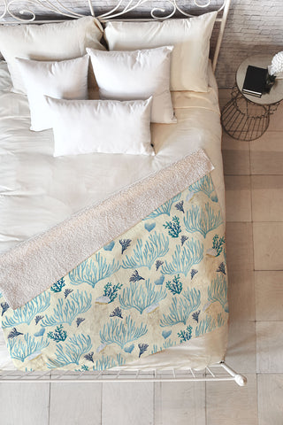 SpaceFrogDesigns Jellyfish and Coral Yellow Fleece Throw Blanket