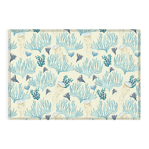 SpaceFrogDesigns Jellyfish and Coral Yellow Outdoor Rug