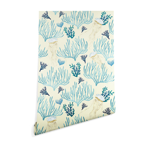 SpaceFrogDesigns Jellyfish and Coral Yellow Wallpaper
