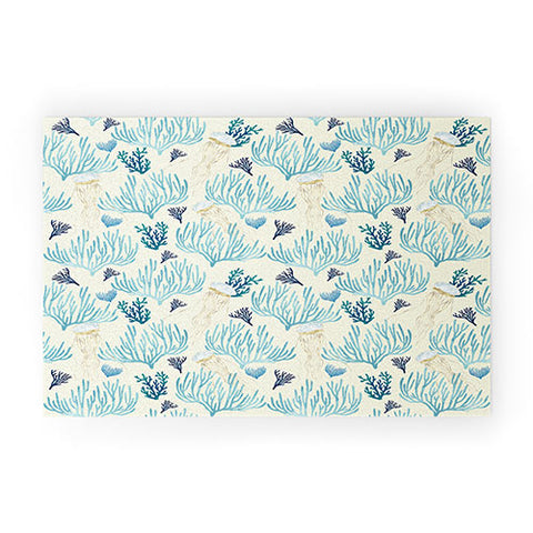 SpaceFrogDesigns Jellyfish and Coral Yellow Welcome Mat
