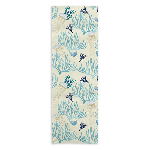 SpaceFrogDesigns Jellyfish and Coral Yellow Yoga Towel