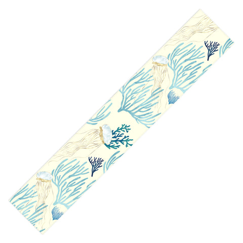 SpaceFrogDesigns Jellyfish and Coral Yellow Table Runner