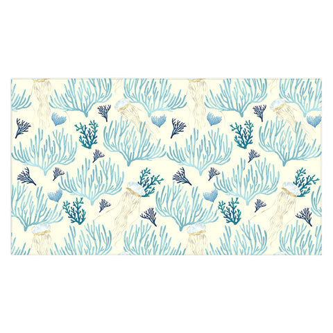 SpaceFrogDesigns Jellyfish and Coral Yellow Tablecloth