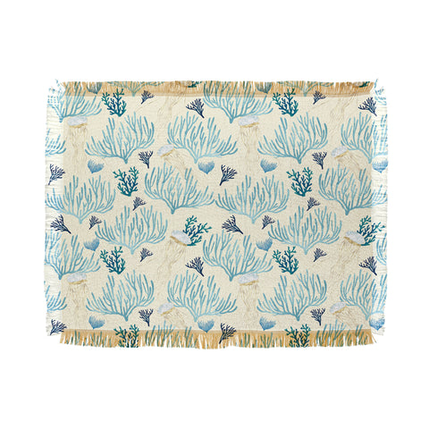 SpaceFrogDesigns Jellyfish and Coral Yellow Throw Blanket