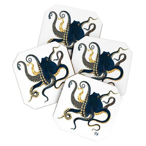 SpaceFrogDesigns Metallic Octopus IV Coaster Set