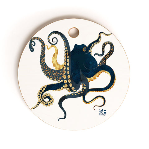 SpaceFrogDesigns Metallic Octopus IV Cutting Board Round