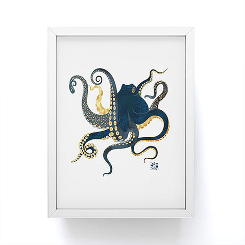 SpaceFrogDesigns Metallic Octopus IV Framed Mini Art Print