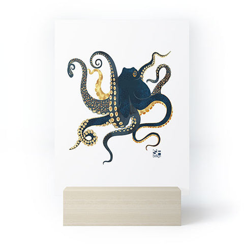 SpaceFrogDesigns Metallic Octopus IV Mini Art Print