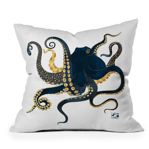 SpaceFrogDesigns Metallic Octopus IV Outdoor Throw Pillow