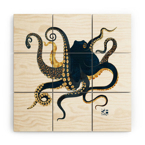 SpaceFrogDesigns Metallic Octopus IV Wood Wall Mural