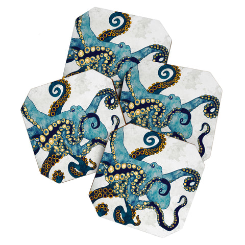 SpaceFrogDesigns Metallic Octopus VI Coaster Set