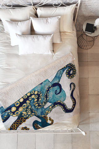 SpaceFrogDesigns Metallic Octopus VI Fleece Throw Blanket
