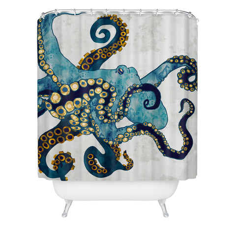 SpaceFrogDesigns Metallic Octopus VI Shower Curtain