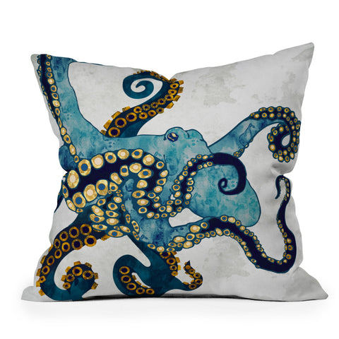 SpaceFrogDesigns Metallic Octopus VI Throw Pillow
