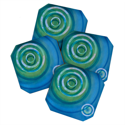 Stacey Schultz Circle Maps Blue Green Coaster Set
