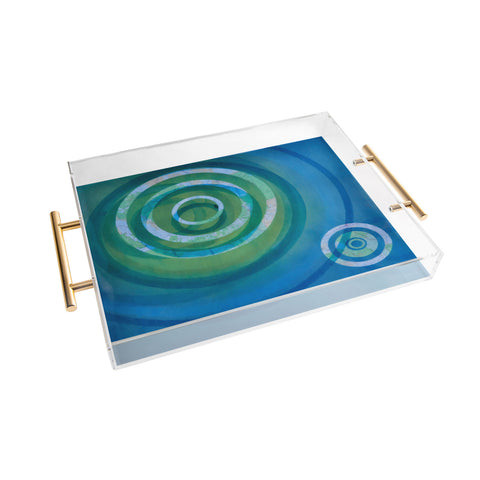 Stacey Schultz Circle Maps Blue Green Acrylic Tray