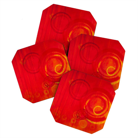 Stacey Schultz Circle World Red Coaster Set
