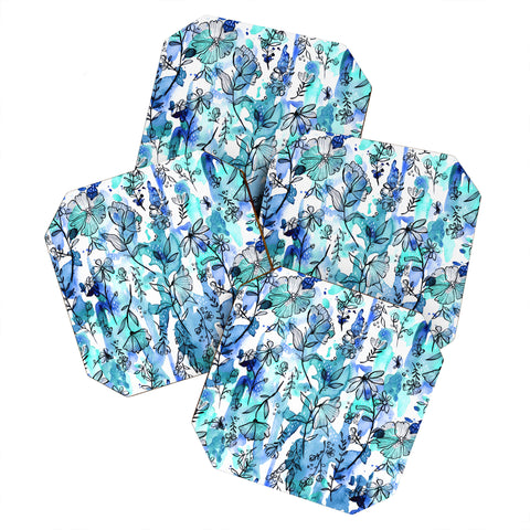 Stephanie Corfee Blues And Ink Floral Coaster Set