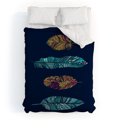 Stephanie Corfee Doodle Feather Collection Duvet Cover