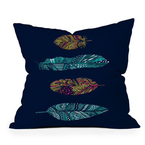 Stephanie Corfee Doodle Feather Collection Outdoor Throw Pillow