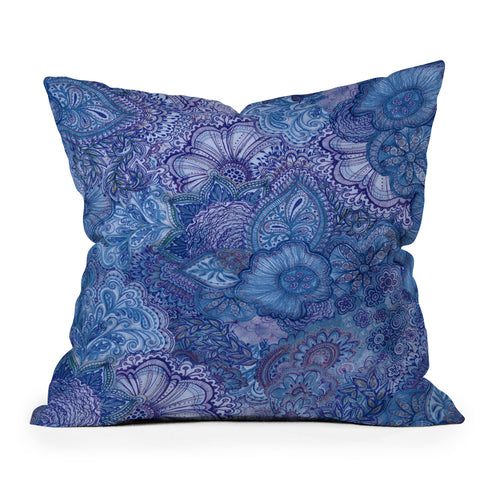 Stephanie Corfee Flourish Allover Indigos Outdoor Throw Pillow